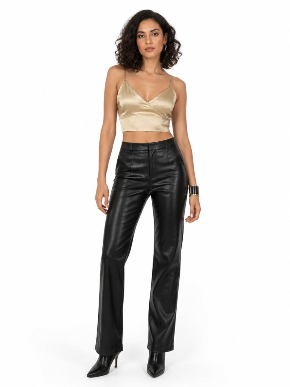 Nasty Gal Champagne Gold Satin Bralette Crop Top Size 6 Going Out Party